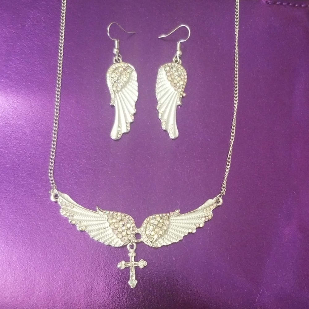 Angel Wings Necklace and Matching Earrings